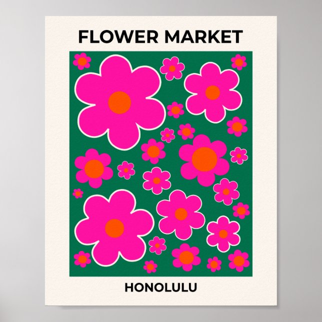 Flower Market Honolulu Modern Decor Retro Flowers (Front)