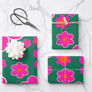 Flower Market Honolulu Modern Decor Retro Flowers Wrapping Paper Sheets