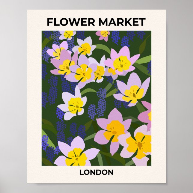 Flower Market London Botanical Poster (Front)