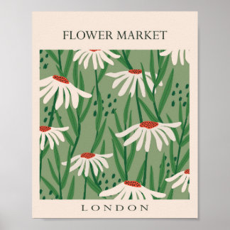 Flower Market London Retro Abstract Flowers Poster