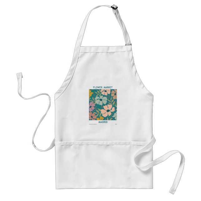 Flower Market Madrid Print Adult Apron (Front)