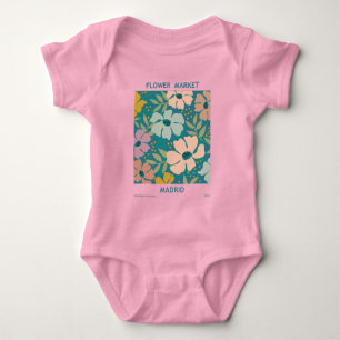 Flower Market Madrid Print Baby Bodysuit