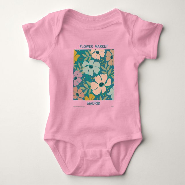 Flower Market Madrid Print Baby Bodysuit (Front)