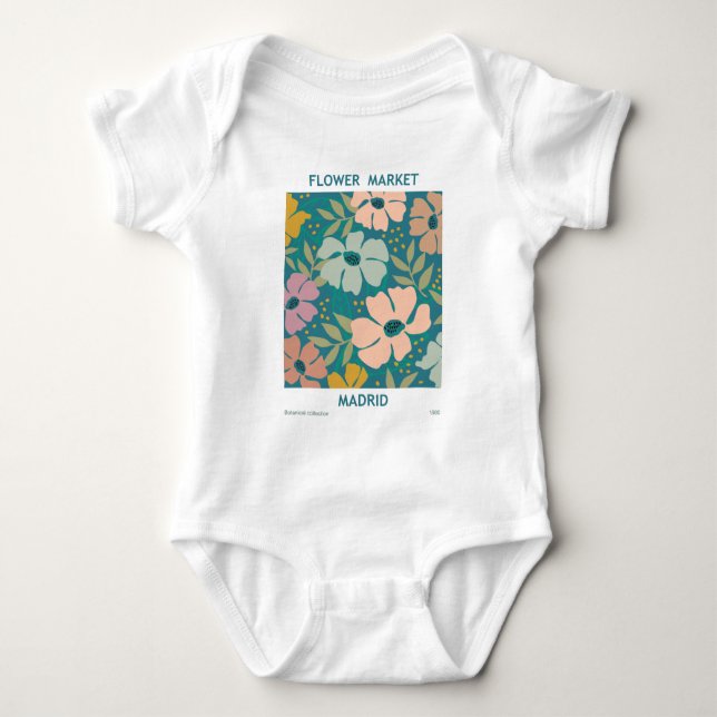 Flower Market Madrid Print Baby Bodysuit (Front)