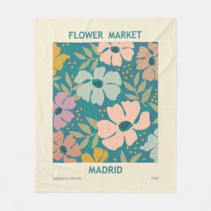 Flower Market Madrid Print Fleece Blanket