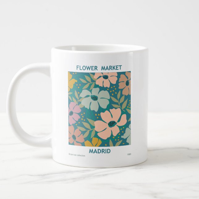 Flower Market Madrid Print Giant Coffee Mug (Left)