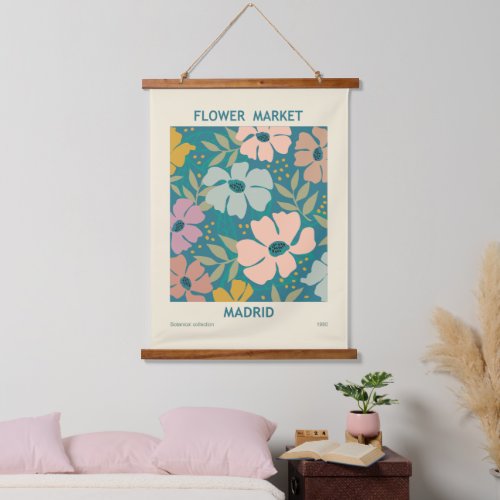 Flower Market Madrid Print Hanging Tapestry