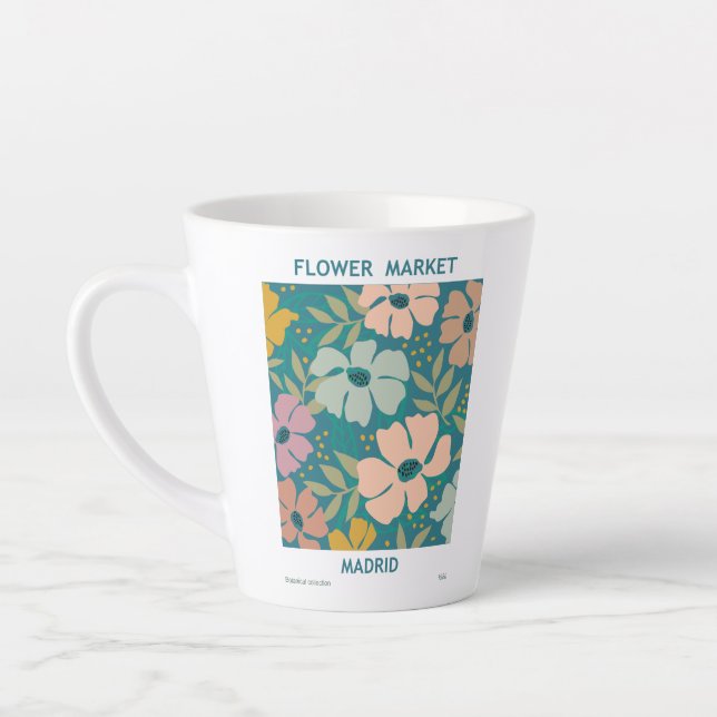 Flower Market Madrid Print Latte Mug (Left)