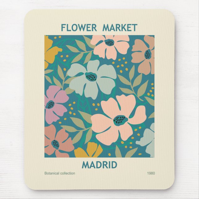 Flower Market Madrid Print Mouse Pad (Front)