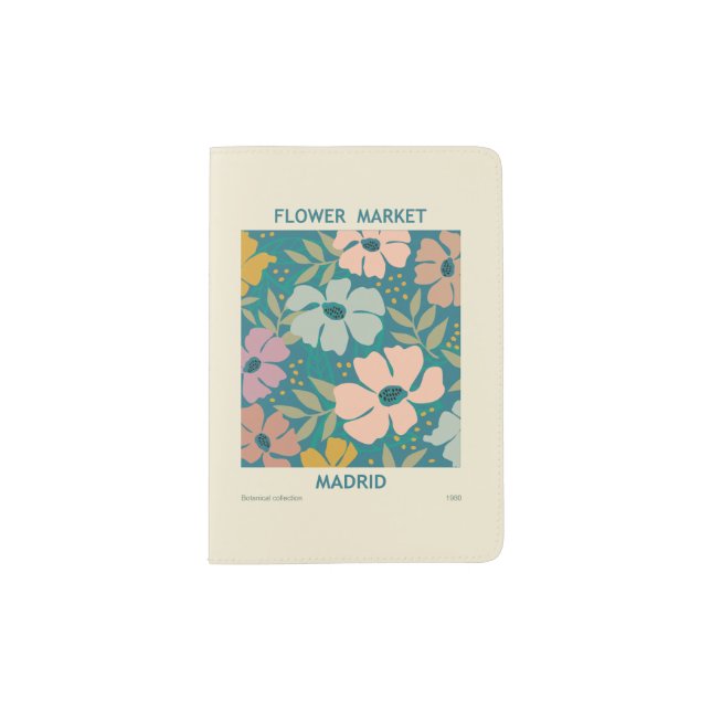 Flower Market Madrid Print Passport Holder (Front)