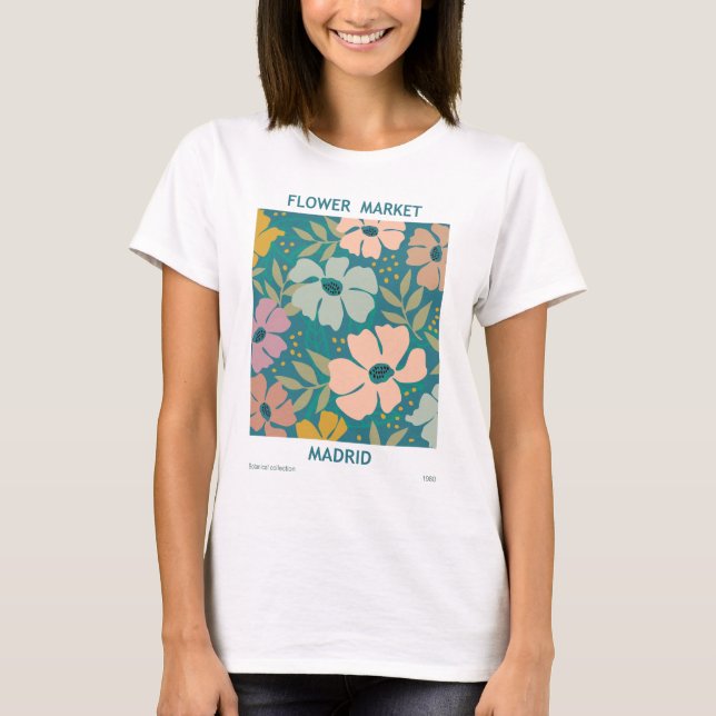 Flower Market Madrid Print T-Shirt (Front)