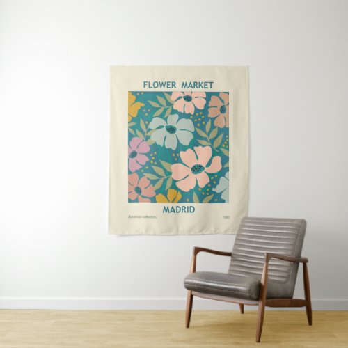 Flower Market Madrid Print Tapestry