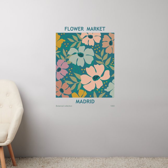 Flower Market Madrid Print Wall Decal (Living Room 2)