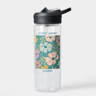 Flower Market Madrid Print Water Bottle