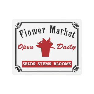 Flower market metal print