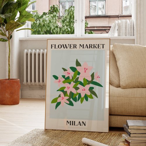 Flower Market Milan Pink Lily Flower Floral Poster