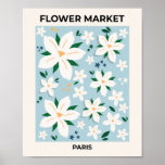 Flower Market Paris Retro Floral Modern Decor<br><div class="desc">Flower Market Paris – Floral Art – Light Blue.</div>