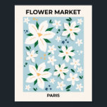 Flower Market Paris Retro Floral Modern Decor<br><div class="desc">Flower Market Paris – Floral Art – Light Blue.</div>