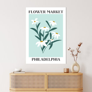 Flower Market Philadelphia White Daisy Floral Canvas Print