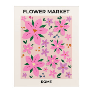 Flower Market Rome Pink Abstract Retro Floral Acrylic Print