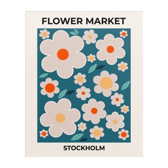 Flower Market Stockholm Abstract Retro Flowers Acrylic Print (Front)