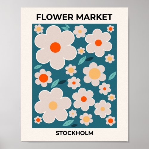 Flower Market Stockholm Abstract Retro Flowers Poster