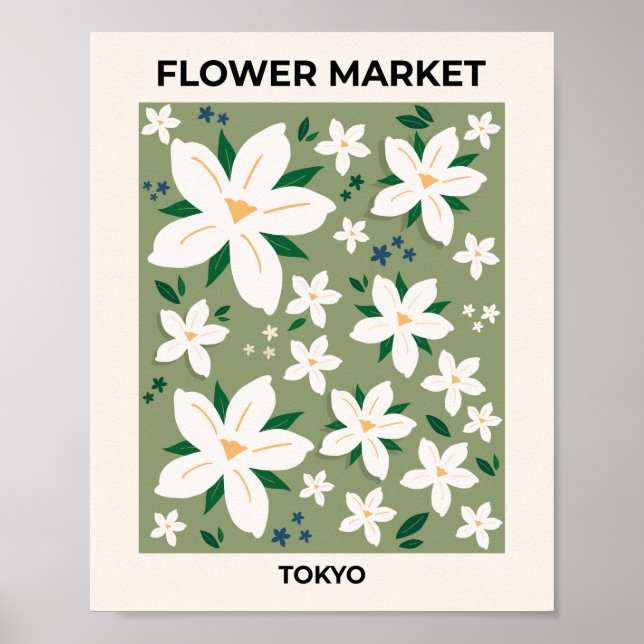 Flower Market Tokyo Modern Floral Pattern Decor (Front)