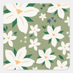 Flower Market Tokyo Modern Floral Pattern Decor Square Sticker
