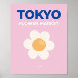 Flower Market Tokyo Pink Abstract Floral Poster<br><div class="desc">Flower Market Tokyo – Abstract Retro Floral Art – Travel Art – Pink And Blue Aestehtic.</div>