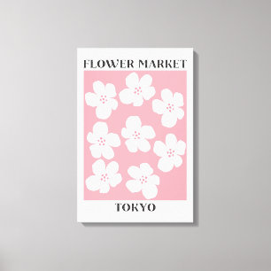 Flower Market Tokyo Pink Cherry Blossom Floral Canvas Print