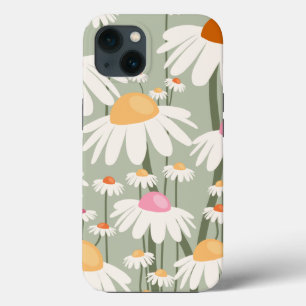 Flower Market Tokyo Retro Daisies Sage Green iPhone 13 Case