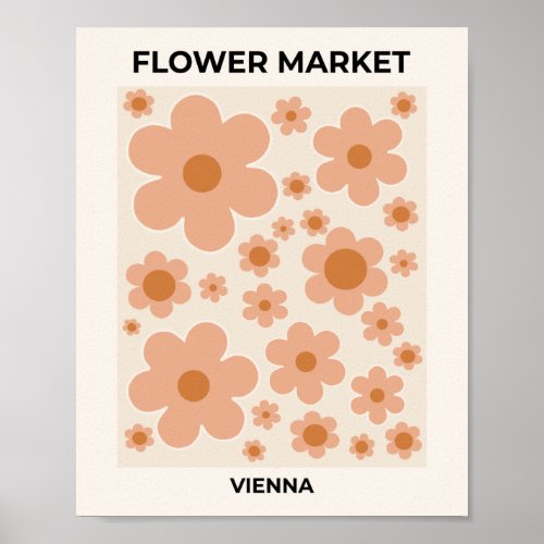 Flower Market Vienna Boho Flowers Beige Floral Poster