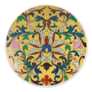 Flower Market Vintage Yellow Wildflower Botanical Ceramic Knob