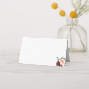 Flower   Maroon Buffet Food Label Cards