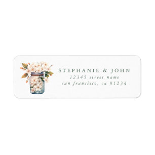 Flower Mason Jar Return Address Labels