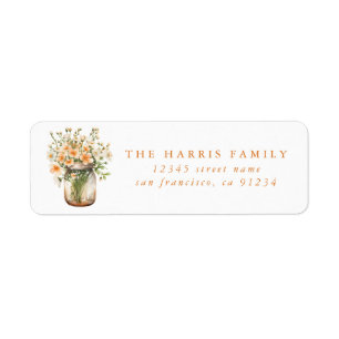 Flower Mason Jar Return Address Labels