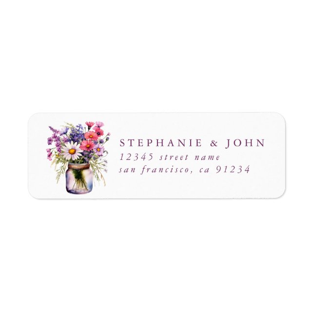 Flower Mason Jar Return Address Labels (Front)