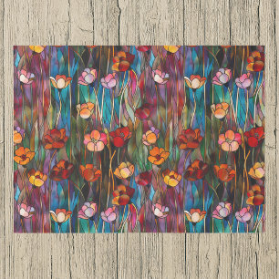 Flower Meadow Art Nouveau Faux Stained Glass Tissue Paper