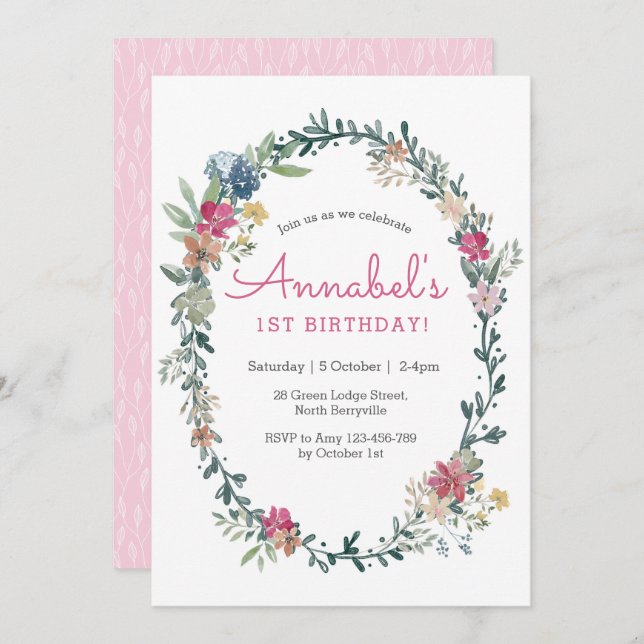 Flower Meadow Birthday Invitation (Front/Back)