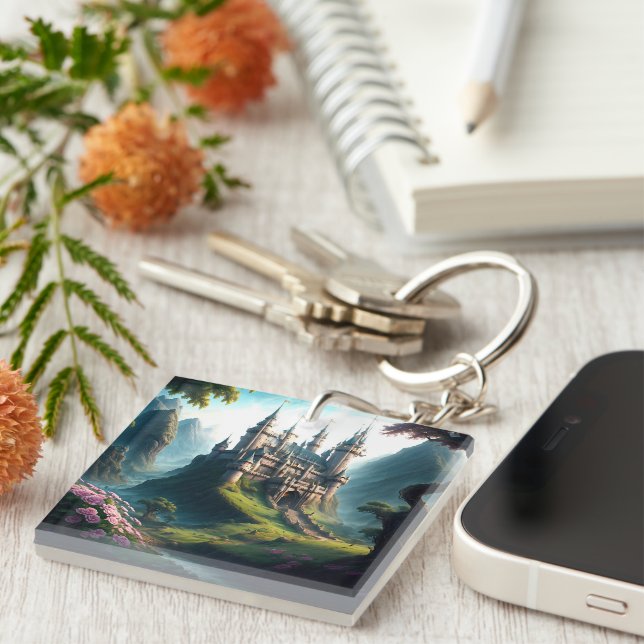 Flower Meadow Castle Keychain (Front Right)