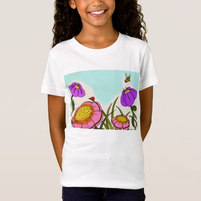 Flower Meadow Girls Baby Doll T-Shirt (Front)