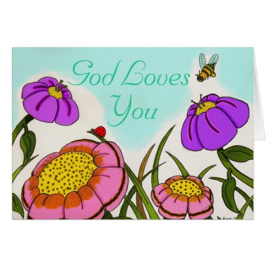 Flower Meadow "God Loves You" Card (Front Horizontal)