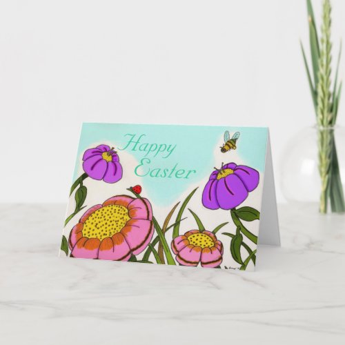 Flower Meadow Happy Easter Card