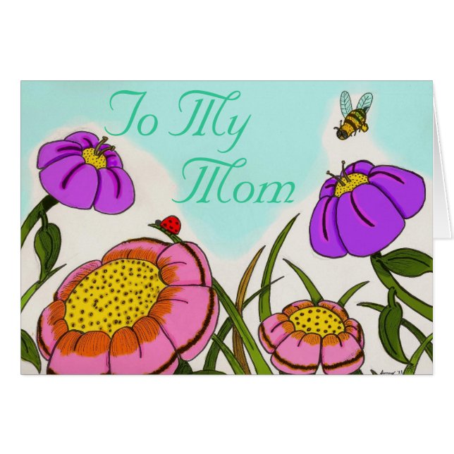 Flower Meadow "To My Mom" Customizable Card (Front Horizontal)