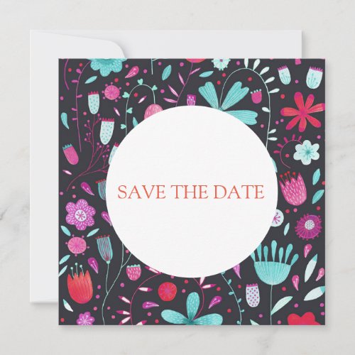 Flower Meadow Watercolor Dark Save the Date Invitation