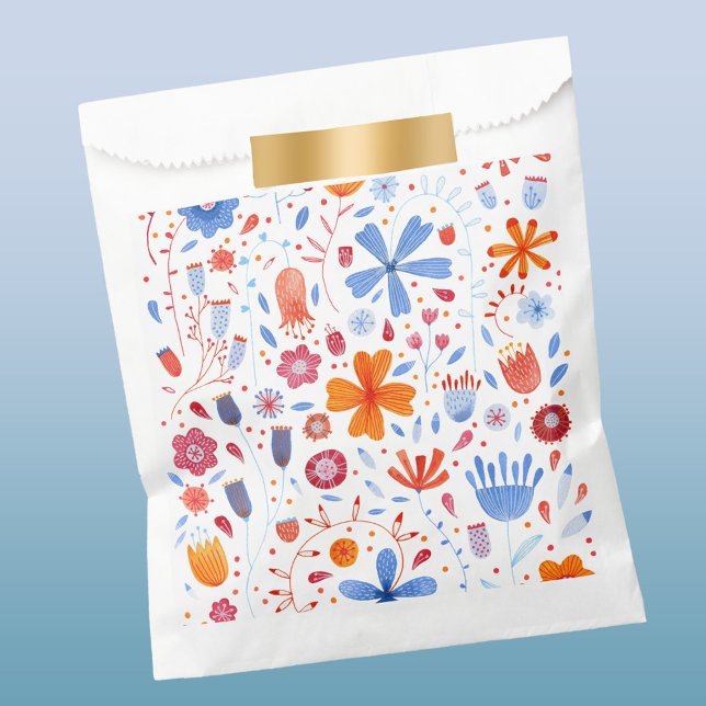 Flower Meadow Watercolor Favor Bag (Floral watercolor contemporary art favor bag)