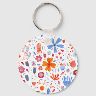 Flower Meadow Watercolor Keychain