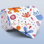 Flower Meadow Watercolor Neck Tie<br><div class="desc">Modern botanical watercolor painting of blue and orange wild flowers on a white background. Original art by Nic Squirrell.</div>
