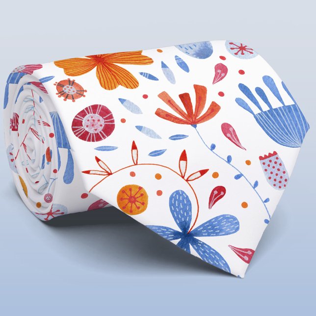Flower Meadow Watercolor Neck Tie (Creator Uploaded)