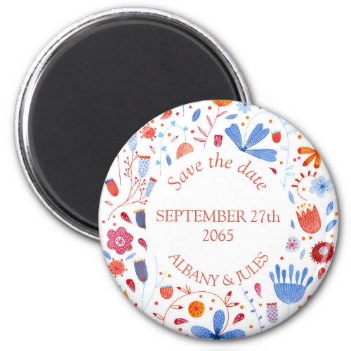 Flower Meadow Watercolor Save the Date Magnet
